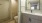 a bathroom with a large mirror